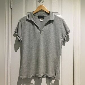 Mackenzie Women’s Light Gray Cotton Short-Sleeve Polo with Zip